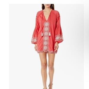 NWT Show Me Your MuMu Claudine Embroidered Tunic Top‎ Dress Coral Pink Boho XS